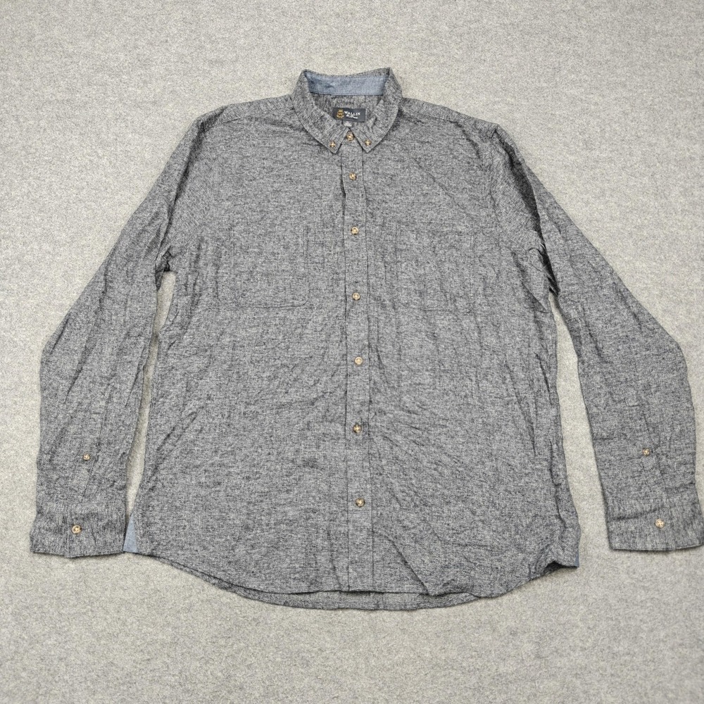 Wallin‎ & Bros Shirt Mens XL Gray Solid Cotton Long Sleeve Button Up Casual